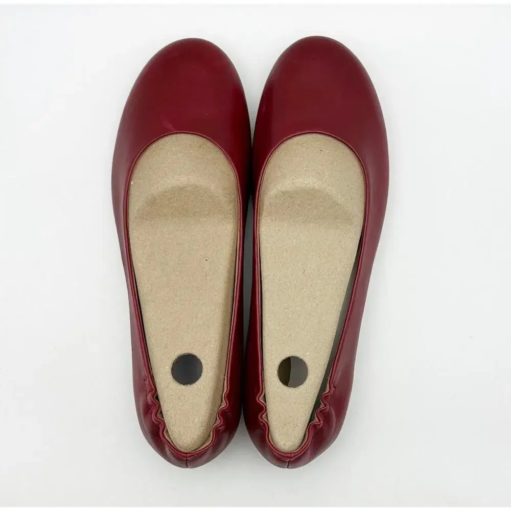 Dansko Womens Mollie Ballerina Flats EU 39 Size 8.5-9 Cherry Red Leather NWOB